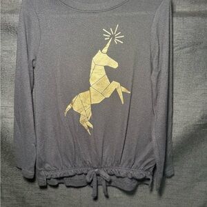 Cat & Jack Black Long Sleeve Tee with Gold Unicorn